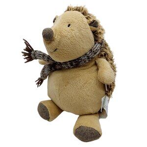 Pier 1 One Imports Felix Hedgehog Plush Tan Brown Scarf Stuffed Animal 10" sitti